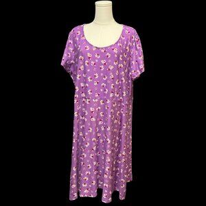 Purple Floral Print Skater Dress